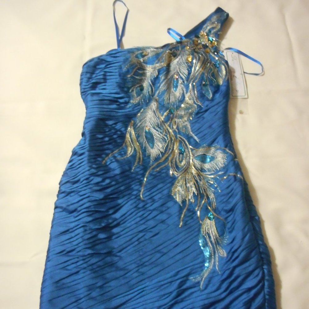 Dave & Johnny Peacock Design Cocktail Dress